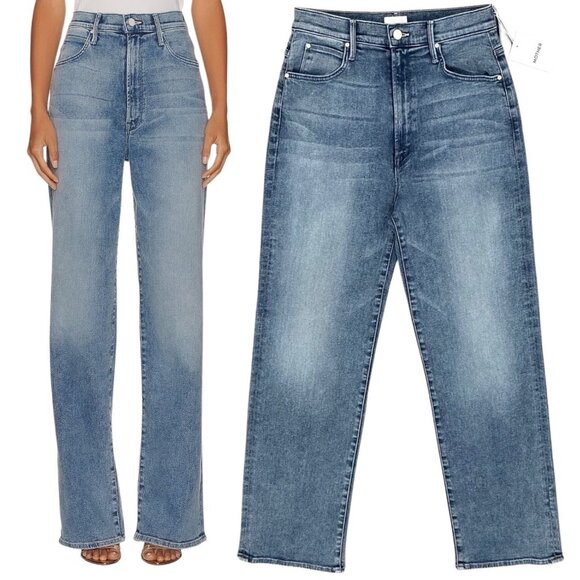 MOTHER Denim - Mother High Waisted Tunnel Vision Sneak Wide Leg Loose Jeans in Twice Shy Sz 28